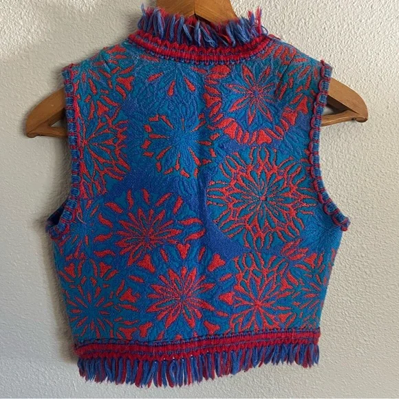 Rare Vintage Homemade Vest XS Red and Blue - Picture 2 of 5